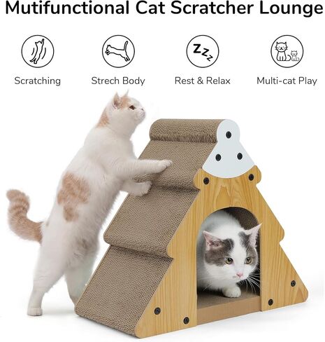 FUKUMARU Cat Scratcher, Cardboard Cat Scratchers Bed, Vertical and Horizontal Cat Scratch Pad, Cozy Cats Lounger as Tunnel and Sofa, 16.8 Inch Bevelled Surface, Maximum Load Capacity 22 Lbs in Saudi Arabia