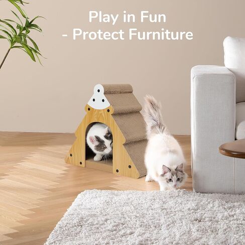 FUKUMARU Cat Scratcher, Cardboard Cat Scratchers Bed, Vertical and Horizontal Cat Scratch Pad, Cozy Cats Lounger as Tunnel and Sofa, 16.8 Inch Bevelled Surface, Maximum Load Capacity 22 Lbs in Saudi Arabia