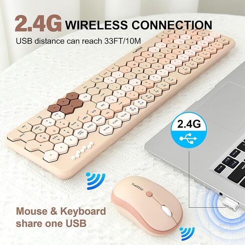2.4GHz Wireless Keyboard and Mouse Combination,Honeycomb Shaped 17-inch Keyboard for Teenagers' laptops and PCs in Kuwait