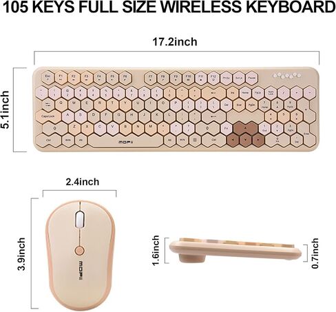 2.4GHz Wireless Keyboard and Mouse Combination,Honeycomb Shaped 17-inch Keyboard for Teenagers' laptops and PCs in Kuwait