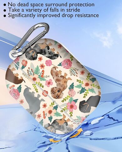 متوافق مع غطاء حافظة AirPods Pro الجيل الثاني/الأول، غطاء جراب لطيف مع سلسلة مفاتيح لجراب AirPod Pro 2&1، للرجال والنساء والفتيات (الكلب والزهرة) in Saudi Arabia