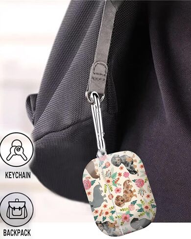 متوافق مع غطاء حافظة AirPods Pro الجيل الثاني/الأول، غطاء جراب لطيف مع سلسلة مفاتيح لجراب AirPod Pro 2&1، للرجال والنساء والفتيات (الكلب والزهرة) in Saudi Arabia