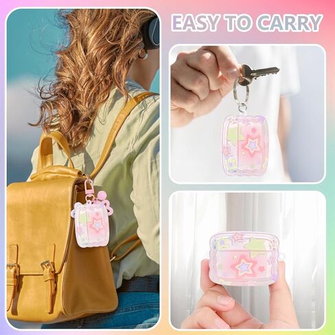 متوافق مع حافظة Airpod Pro، تصميم بنمط نجمة Kawaii لطيف مع سلسلة مفاتيح على شكل جرس صغير، غطاء واقٍ ناعم للفتيات والنساء in Saudi Arabia