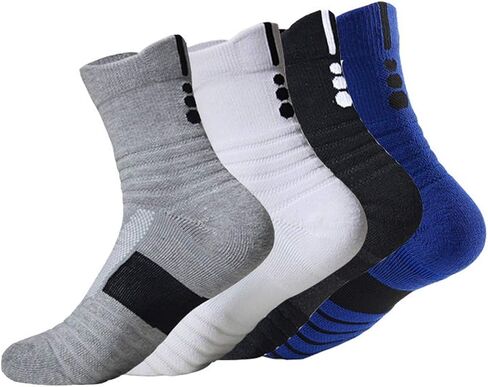 YQHMT Basketball Socks Outdoor Athletic Crew Socks Thick Compression Long Running Sports Socks for Men & Women 4 Pack in Saudi Arabia