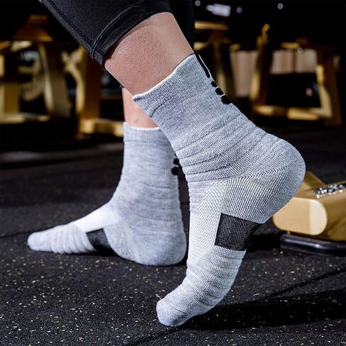 YQHMT Basketball Socks Outdoor Athletic Crew Socks Thick Compression Long Running Sports Socks for Men & Women 4 Pack in Saudi Arabia