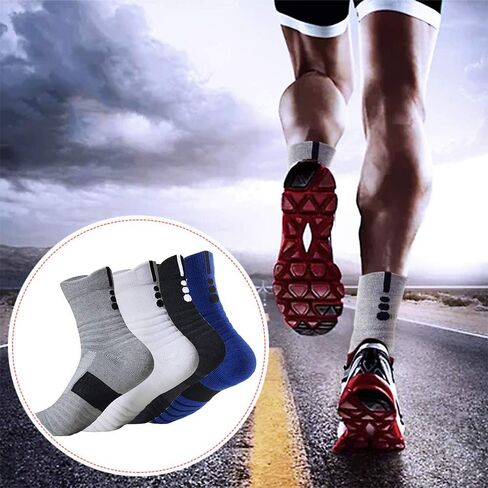 YQHMT Basketball Socks Outdoor Athletic Crew Socks Thick Compression Long Running Sports Socks for Men & Women 4 Pack in Saudi Arabia