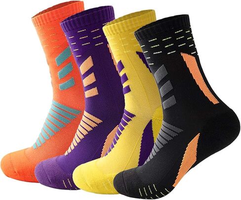 YQHMT Basketball Socks Outdoor Athletic Crew Socks Thick Compression Long Running Sports Socks for Men & Women 4 Pack in Saudi Arabia