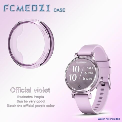 واقي شاشة الساعة الذكية متوافق مع Garmin Lily 2 & Lily 2 Classic، غطاء إطار ناعم من مادة TPU وطبقة من مادة TPU الشفافة المضادة للفقاعات وليس زجاج (عبوة من 4+1) (بنفسجي) in Kuwait