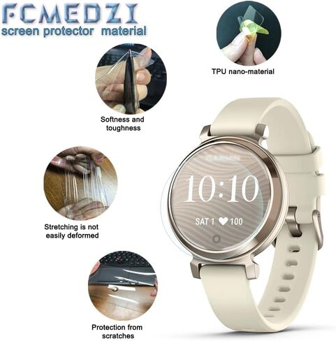 واقي شاشة الساعة الذكية متوافق مع Garmin Lily 2 & Lily 2 Classic، غطاء إطار ناعم من مادة TPU وطبقة من مادة TPU الشفافة المضادة للفقاعات وليس زجاج (عبوة من 4+1) (بنفسجي) in Kuwait