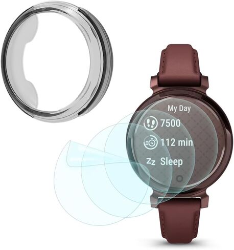 واقي شاشة الساعة الذكية متوافق مع Garmin Lily 2 & Lily 2 Classic، غطاء إطار ناعم من مادة TPU وطبقة من مادة TPU الشفافة المضادة للفقاعات وليس زجاج (عبوة من 4+1) (بنفسجي) in Kuwait