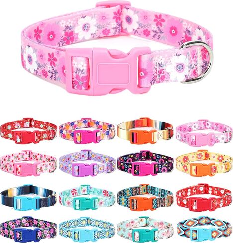 Moonpet Dog Collars for Puppy X-Small Small Medium Large Dogs - Unisex Cute Design Boys Girls Dog Pet Collar Soft Adjustable Bohemia Fancy Floral Dog Collars-Daisy-S in Saudi Arabia