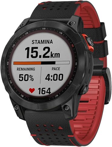 سوار ساعة Abanen مصنوع من الجلد 22 ملم مع بطانة من السيليكون بلونين ناعمين مقاومين للعرق لـ Garmin Fenix ​​E 47mm / Fenix ​​8 47mm / Fenix ​​7 / Fenix ​​6 / Fenix ​​5 / epix Pro 47mm / Quatix 7 / Approach S62 in Kuwait