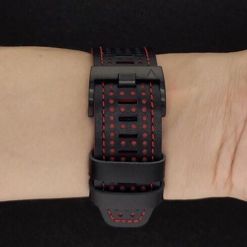 سوار ساعة Abanen مصنوع من الجلد 22 ملم مع بطانة من السيليكون بلونين ناعمين مقاومين للعرق لـ Garmin Fenix ​​E 47mm / Fenix ​​8 47mm / Fenix ​​7 / Fenix ​​6 / Fenix ​​5 / epix Pro 47mm / Quatix 7 / Approach S62 in Kuwait