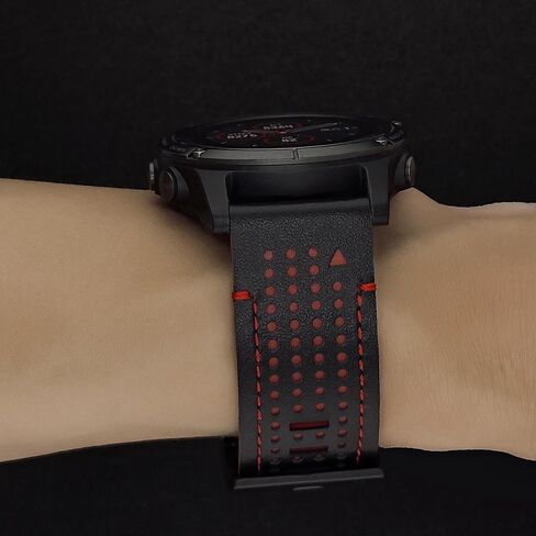 سوار ساعة Abanen مصنوع من الجلد 22 ملم مع بطانة من السيليكون بلونين ناعمين مقاومين للعرق لـ Garmin Fenix ​​E 47mm / Fenix ​​8 47mm / Fenix ​​7 / Fenix ​​6 / Fenix ​​5 / epix Pro 47mm / Quatix 7 / Approach S62 in Kuwait