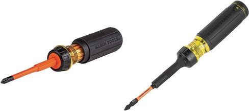 Klein Tools 32293 Insulated Screwdriver, 2-in-1 Screwdriver Set with Flip Blade, #2 Phillips and1/4-Inch Slotted Tips, Double-Ended Blades in Saudi Arabia