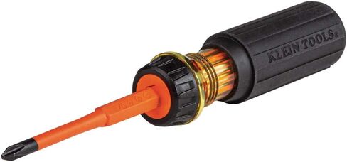 Klein Tools 32293 Insulated Screwdriver, 2-in-1 Screwdriver Set with Flip Blade, #2 Phillips and1/4-Inch Slotted Tips, Double-Ended Blades in Saudi Arabia
