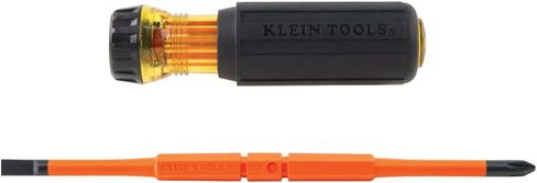 Klein Tools 32293 Insulated Screwdriver, 2-in-1 Screwdriver Set with Flip Blade, #2 Phillips and1/4-Inch Slotted Tips, Double-Ended Blades in Saudi Arabia