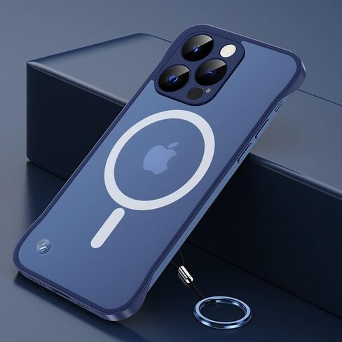حافظة Omio المغناطيسية الرفيعة لهاتف iPhone 16 Pro Max متوافقة مع MagSafe، تصميم شفاف غير لامع رفيع للغاية بدون إطار بدون إطار مع حلقة إصبع حامي كامل للكاميرا للنساء والرجال، تيتانيوم صحراوي in Kuwait