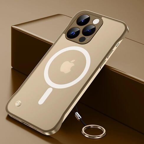 حافظة Omio المغناطيسية الرفيعة لهاتف iPhone 16 Pro Max متوافقة مع MagSafe، تصميم شفاف غير لامع رفيع للغاية بدون إطار بدون إطار مع حلقة إصبع حامي كامل للكاميرا للنساء والرجال، تيتانيوم صحراوي in Kuwait