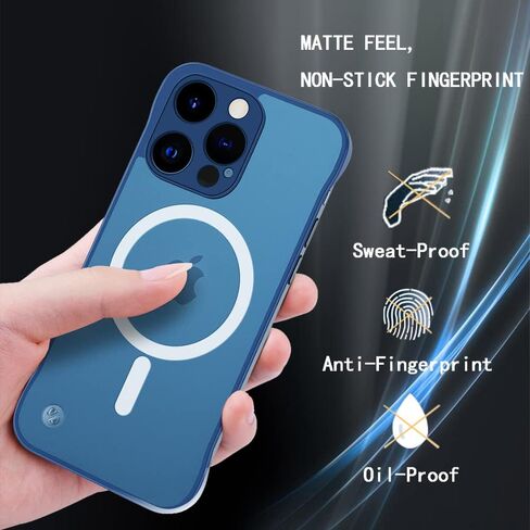 حافظة Omio المغناطيسية الرفيعة لهاتف iPhone 16 Pro Max متوافقة مع MagSafe، تصميم شفاف غير لامع رفيع للغاية بدون إطار بدون إطار مع حلقة إصبع حامي كامل للكاميرا للنساء والرجال، تيتانيوم صحراوي in Kuwait