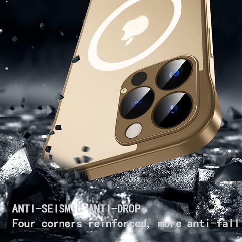 حافظة Omio المغناطيسية الرفيعة لهاتف iPhone 16 Pro Max متوافقة مع MagSafe، تصميم شفاف غير لامع رفيع للغاية بدون إطار بدون إطار مع حلقة إصبع حامي كامل للكاميرا للنساء والرجال، تيتانيوم صحراوي in Kuwait