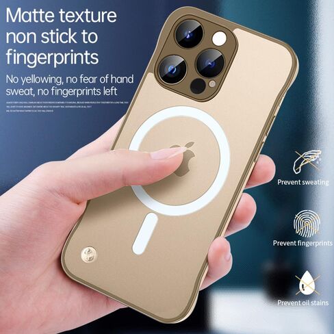 حافظة Omio المغناطيسية الرفيعة لهاتف iPhone 16 Pro Max متوافقة مع MagSafe، تصميم شفاف غير لامع رفيع للغاية بدون إطار بدون إطار مع حلقة إصبع حامي كامل للكاميرا للنساء والرجال، تيتانيوم صحراوي in Kuwait