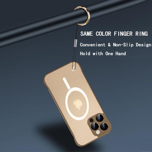 حافظة Omio المغناطيسية الرفيعة لهاتف iPhone 16 Pro Max متوافقة مع MagSafe، تصميم شفاف غير لامع رفيع للغاية بدون إطار بدون إطار مع حلقة إصبع حامي كامل للكاميرا للنساء والرجال، تيتانيوم صحراوي in Kuwait