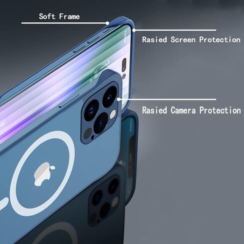 حافظة Omio المغناطيسية الرفيعة لهاتف iPhone 16 Pro Max متوافقة مع MagSafe، تصميم شفاف غير لامع رفيع للغاية بدون إطار بدون إطار مع حلقة إصبع حامي كامل للكاميرا للنساء والرجال، تيتانيوم صحراوي in Kuwait