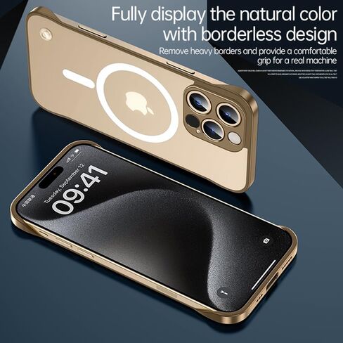 حافظة Omio المغناطيسية الرفيعة لهاتف iPhone 16 Pro Max متوافقة مع MagSafe، تصميم شفاف غير لامع رفيع للغاية بدون إطار بدون إطار مع حلقة إصبع حامي كامل للكاميرا للنساء والرجال، تيتانيوم صحراوي in Kuwait
