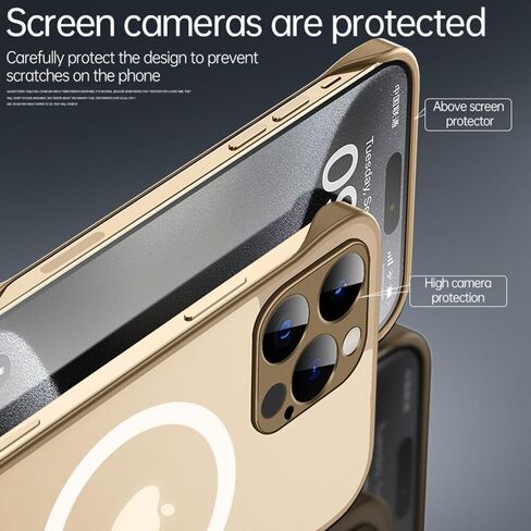 حافظة Omio المغناطيسية الرفيعة لهاتف iPhone 16 Pro Max متوافقة مع MagSafe، تصميم شفاف غير لامع رفيع للغاية بدون إطار بدون إطار مع حلقة إصبع حامي كامل للكاميرا للنساء والرجال، تيتانيوم صحراوي in Kuwait
