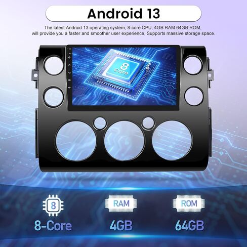 [8 Core 4+64G] Android 13 Car Radio for Toyota FJ Cruiser 2007-2014 - Wireless Carplay and Android Auto - 9 Inch 1280 * 720 IPS Touch Screen Car Stereo - DSP 32 EQ/GPS/WiFi/SWC + AHD Backup Camera in Saudi Arabia