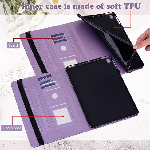 Case for Samsung Galaxy Tab S5e 10.5 inch 2019 (SM-T720 SM-T725 SM-T727), PU Leather Soft Silicone Back Cover Card Holder Stand Case, with Stylus Pen,Screen Film (Tree Purple) in Saudi Arabia