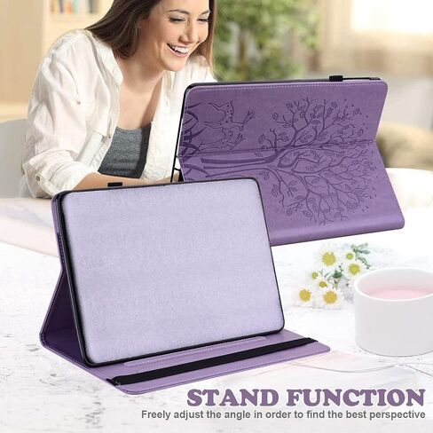 Case for Samsung Galaxy Tab S5e 10.5 inch 2019 (SM-T720 SM-T725 SM-T727), PU Leather Soft Silicone Back Cover Card Holder Stand Case, with Stylus Pen,Screen Film (Tree Purple) in Saudi Arabia