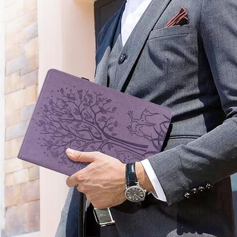 Case for Samsung Galaxy Tab S5e 10.5 inch 2019 (SM-T720 SM-T725 SM-T727), PU Leather Soft Silicone Back Cover Card Holder Stand Case, with Stylus Pen,Screen Film (Tree Purple) in Saudi Arabia