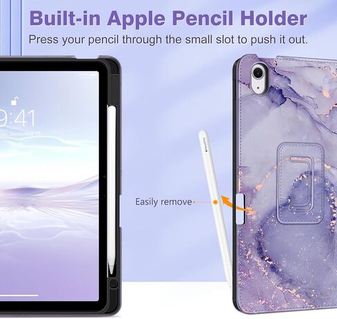 Fintie Folio Case for iPad Air 11-inch M2 (2024), iPad Air 5th Generation (2022) / iPad Air 4th Gen (2020) 10.9 Inch - Premium Vegan Leather Smart Stand Back Cover with Pencil Holder, Lilac Marble in Saudi Arabia