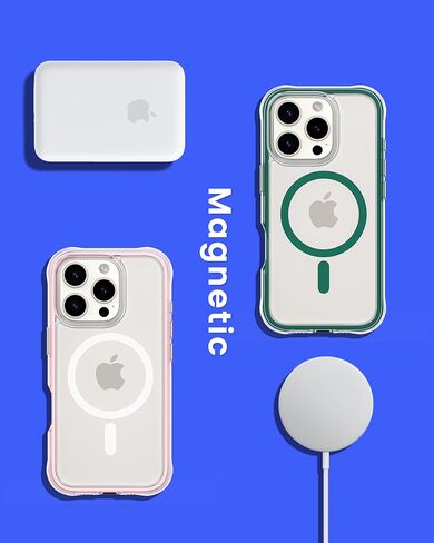 ORNARTO Air Case for iPhone 16 Pro Max Clear, Compatible with MagSafe, Military-Grade Drop Protection Cover with Built-in Air-Pink in Kuwait