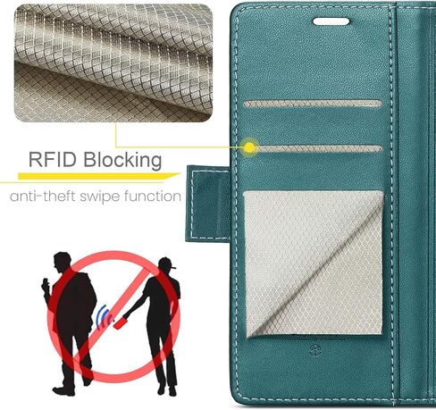 Case for Samsung Galaxy S22 Ultra Wallet Case, RFID Blocking PU Leather Flip Folio Cover Card Holder Kickstand Shockproof Phone Case Compatible with Samsung Galaxy S22 Ultra, Blue Green in Saudi Arabia