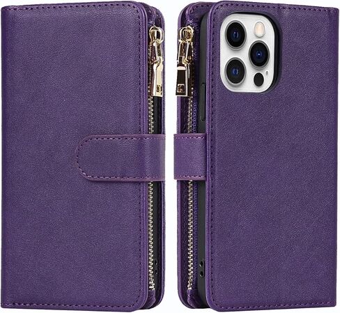 حافظة محفظة كروس لهاتف آيفون 13 مع حامل فتحة للبطاقات، حافظة من جلد البولي يوريثان بجيب بسحاب ومحفظة قلابة وحقيبة يد إغلاق مغناطيسي مع حزام حبل قابل للفصل لهاتف آيفون 13 - أخضر in Kuwait