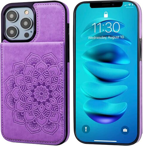 Vaburs متوافق مع محفظة iPhone 14 Pro مع حامل بطاقة الائتمان، نمط الفهد الأبيض فليب فاخر من جلد البولي يوريثان، غطاء واقٍ مقاوم للصدمات مقاس 6.1 بوصة in Saudi Arabia