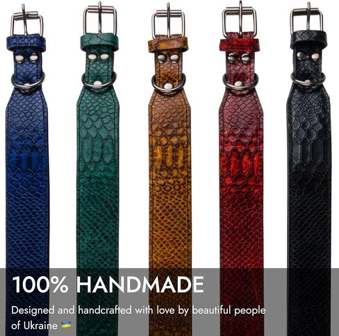 Luxury Dog Collar Leather, Genuine Leather Dog Collar with ID Tag QR, Leather Wide Dog Collar, Padded Dog Collars Leather, Thick Dog Collar with Metal Buckle, Aesthetic Dog Collar (Red, L) in Saudi Arabia