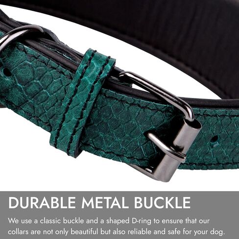 Luxury Dog Collar Leather, Genuine Leather Dog Collar with ID Tag QR, Leather Wide Dog Collar, Padded Dog Collars Leather, Thick Dog Collar with Metal Buckle, Aesthetic Dog Collar (Red, L) in Saudi Arabia