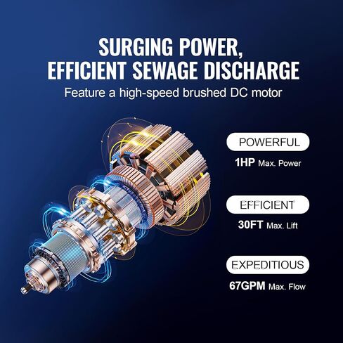 VEVOR Sump Pump Submersible, 1/3 HP, 2450 GPH High Flow, 30 ft Head, Submersible Water Pump, Thermoplastic Sump Pump with 10 ft Power Cord for Draining Water from Pool Garden Pond Basement in Saudi Arabia