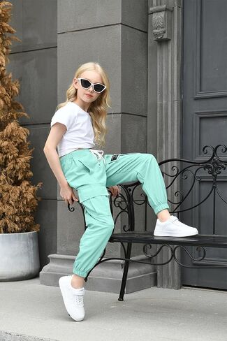 Girls & Women‘s Casual Cargo Jogger Pants, 6 Years - Women 3XL in Kuwait