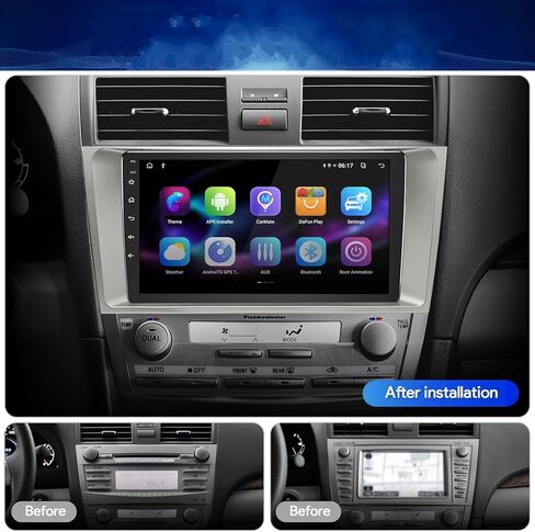 BINIZE Android Car Stereo متوافق مع Toyota Camry 2007 2008 2009 2010 2011، 9 بوصة راديو السيارة رئيس وحدة شاشة تعمل باللمس ستيريو السيارة، CarPlay اللاسلكي، Android Auto، GPS، WiFi، كاميرا احتياطية in Kuwait