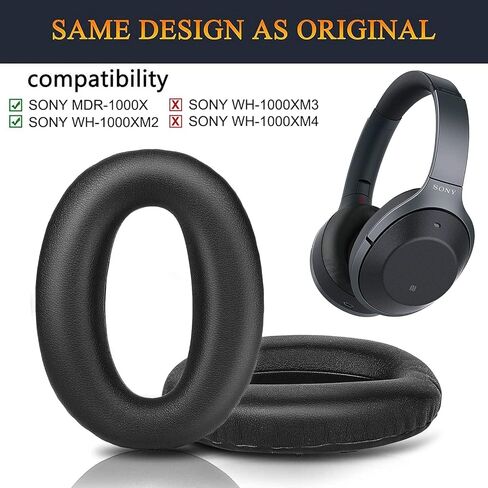 Replacement Earpads Cushions for Sony WH-1000XM2 (WH1000XM2) & MDR-1000X (MDR1000X) Headphones, Ear Pads with Noise Isolation Foam Black 1 Pair in Saudi Arabia
