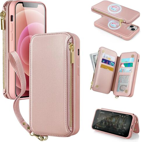 Antsturdy 2 in 1 Detachable for iPhone 13 iPhone 14 Wallet case with Magsafe,RFID Blocking Magnetic Wireless Charging PU Leather Phone case Flip Folio Cover Card Holder Women Men,Beige in Saudi Arabia
