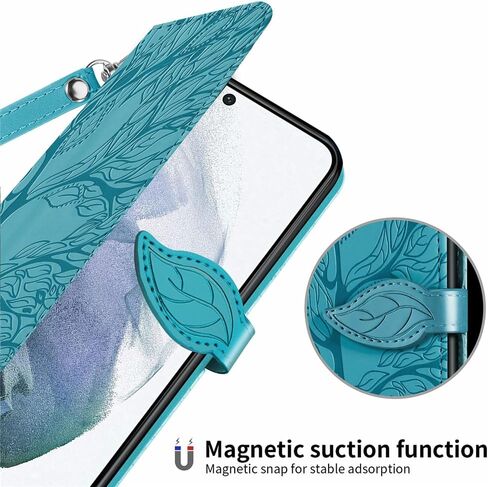 MEUPZZK for Samsung Galaxy S24+ Plus 5G Wallet Case, Embossed Tree Premium PU Leather [Kickstand] [Card Slots] [Wrist Strap] [6.7 inch] Phone Cover for Samsung S24 Plus (R-Black) in Saudi Arabia