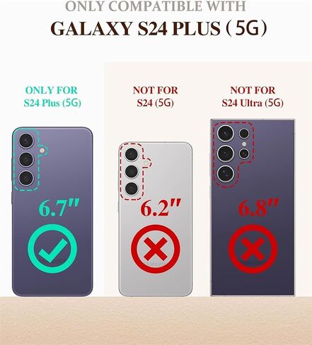 حافظة محفظة لهاتف Samsung Galaxy S24+ Plus 5G، جلد PU فاخر منقوش عليه قطة وكلب [مسند] [فتحات للبطاقات] [حزام المعصم] [6.7 بوصة] غطاء هاتف لهاتف Samsung S24 Plus (C1-Purple) in Saudi Arabia