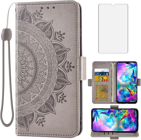 Asuwish Compatible with LG G8X ThinQ V50S Thin Q Wallet Case Tempered Glass Screen Protector Credit Card Holder Flip Purse Wrist Strap Stand Cell Phone Cover for LGG8XThinQ GX8 8X Men Blue in Saudi Arabia