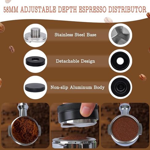51mm Espresso Tamper Set - Spring-loaded Coffee Tamper, Adjustable Depth Espresso Distributor Leveler, Magnetic Dosing Funnel Aluminum Metal, Reusable Puck Screen, Fit for 51mm Portafilters in Saudi Arabia